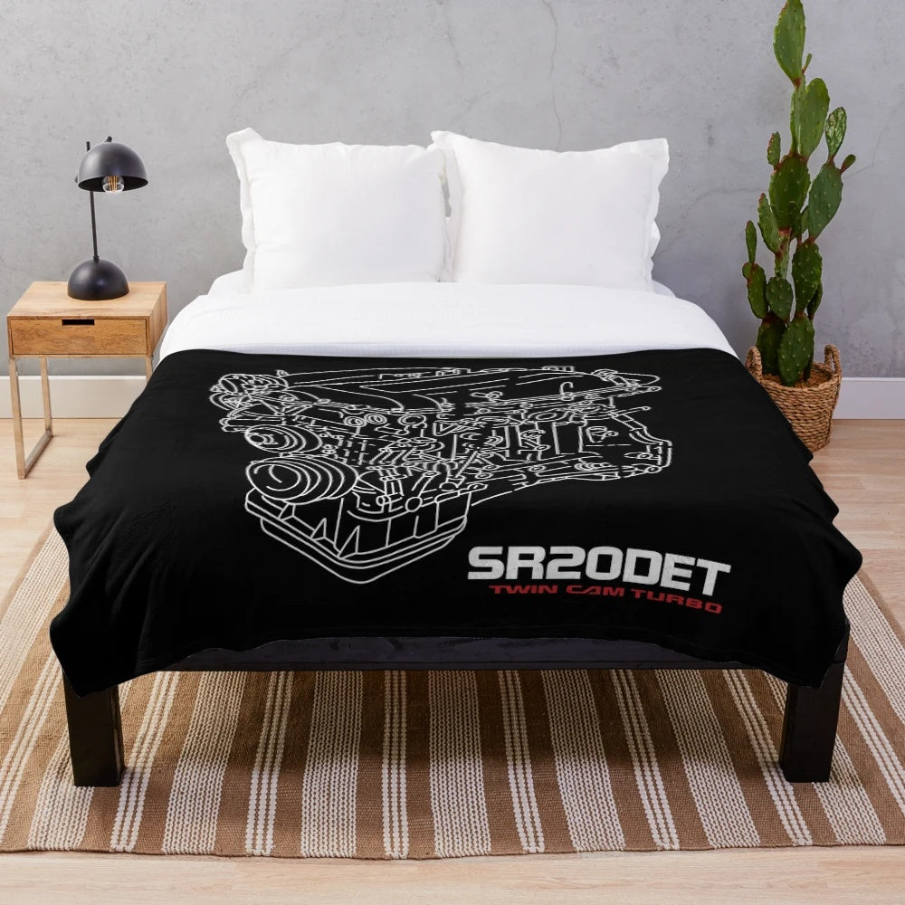 SR20DET inspired plush blanket for automotive enthusiasts