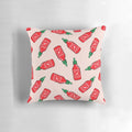 Sriracha sauce-inspired polka dot throw pillow with arrow design, a bold and vibrant home accent.
