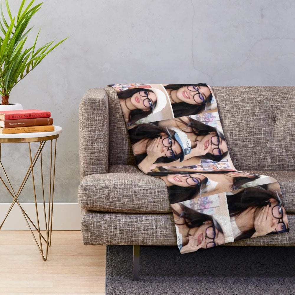 Sssniperwolf collage plush blanket featuring the popular YouTube reaction and gaming personality