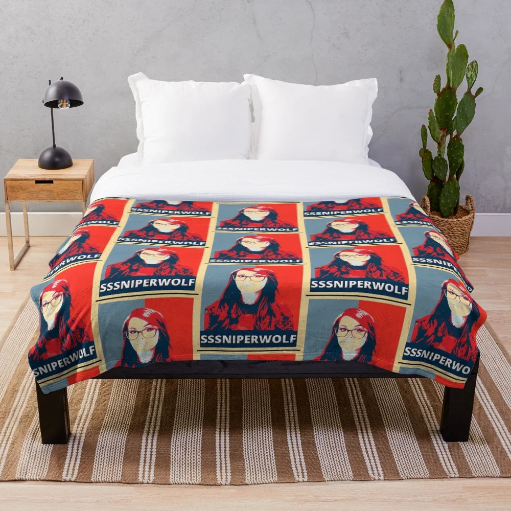 Sssniperwolf Inspired Plush Blanket featuring popular YouTube personality Sssniperwolf