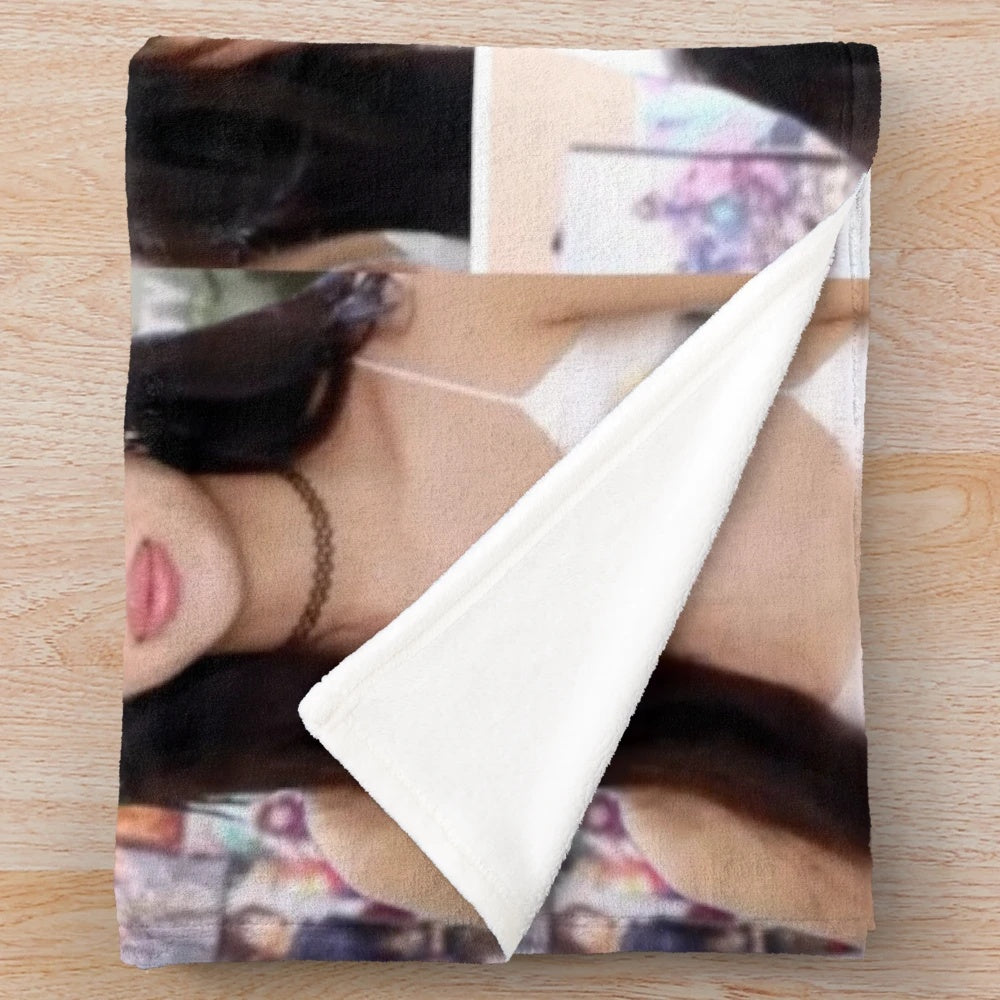 Sssniperwolf collage plush blanket featuring the popular YouTube reaction and gaming personality
