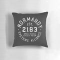 "SSV Normandy Athletic Shirt with Mass Effect-inspired design and white print on pillow"