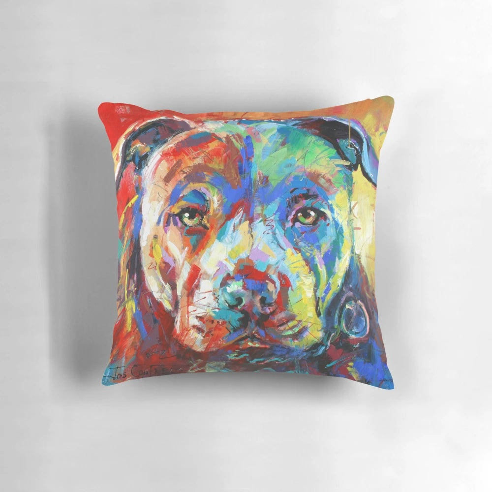 Vibrant pop art portrait of a Staffordshire Bull Terrier dog