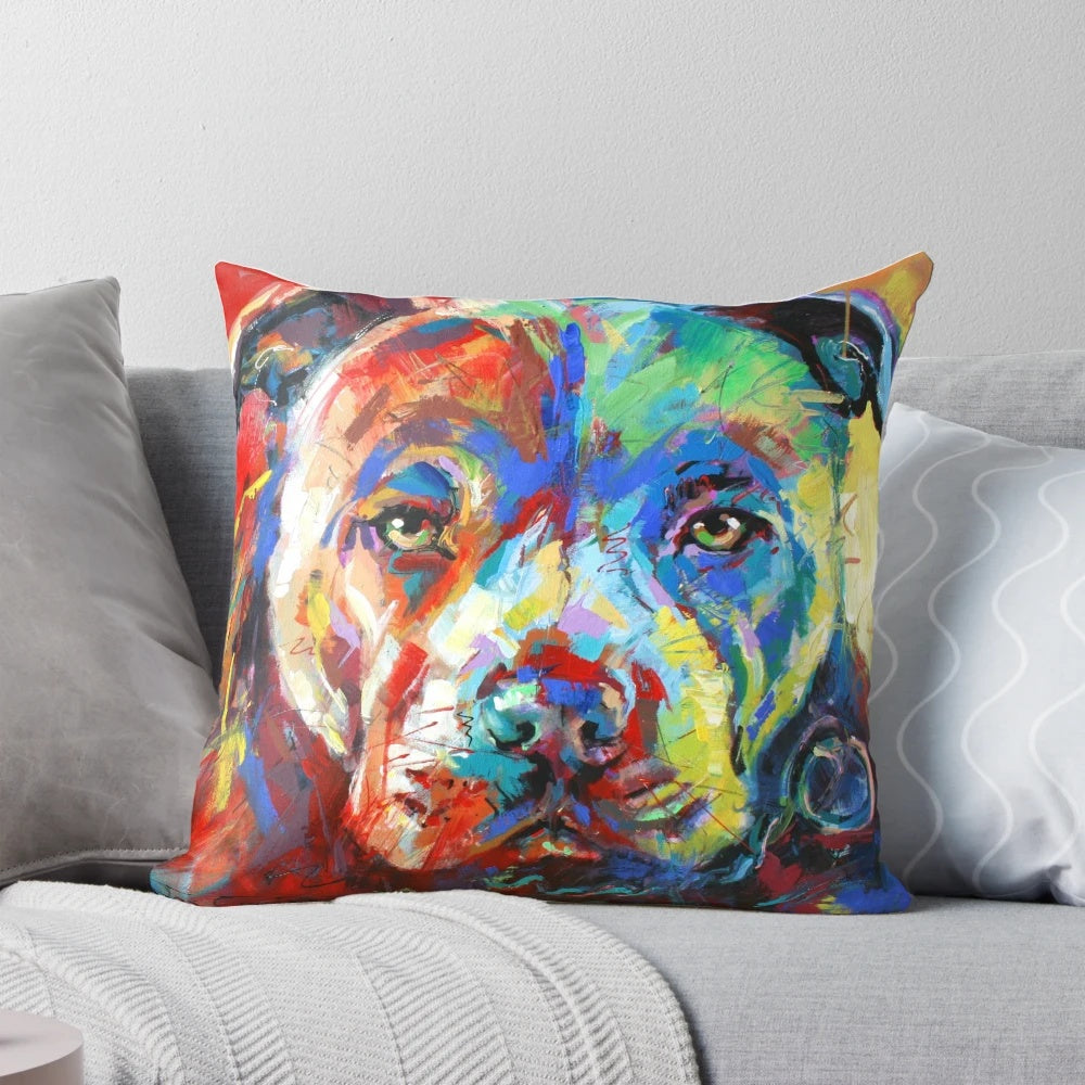 Vibrant pop art portrait of a Staffordshire Bull Terrier dog