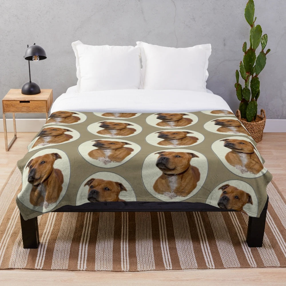 Staffordshire Bull Terrier Themed Plush Blanket