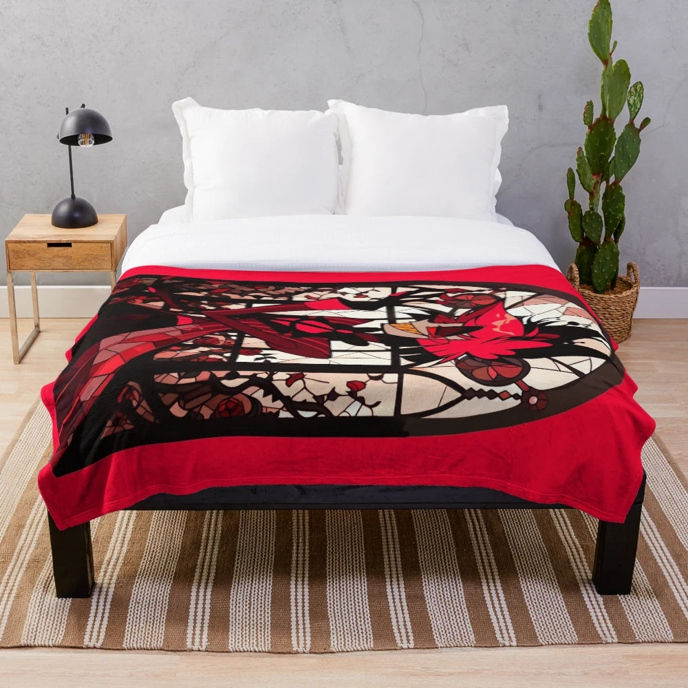 Stained Glass Demon Plush Blanket featuring Alastor from Hazbin Hotel