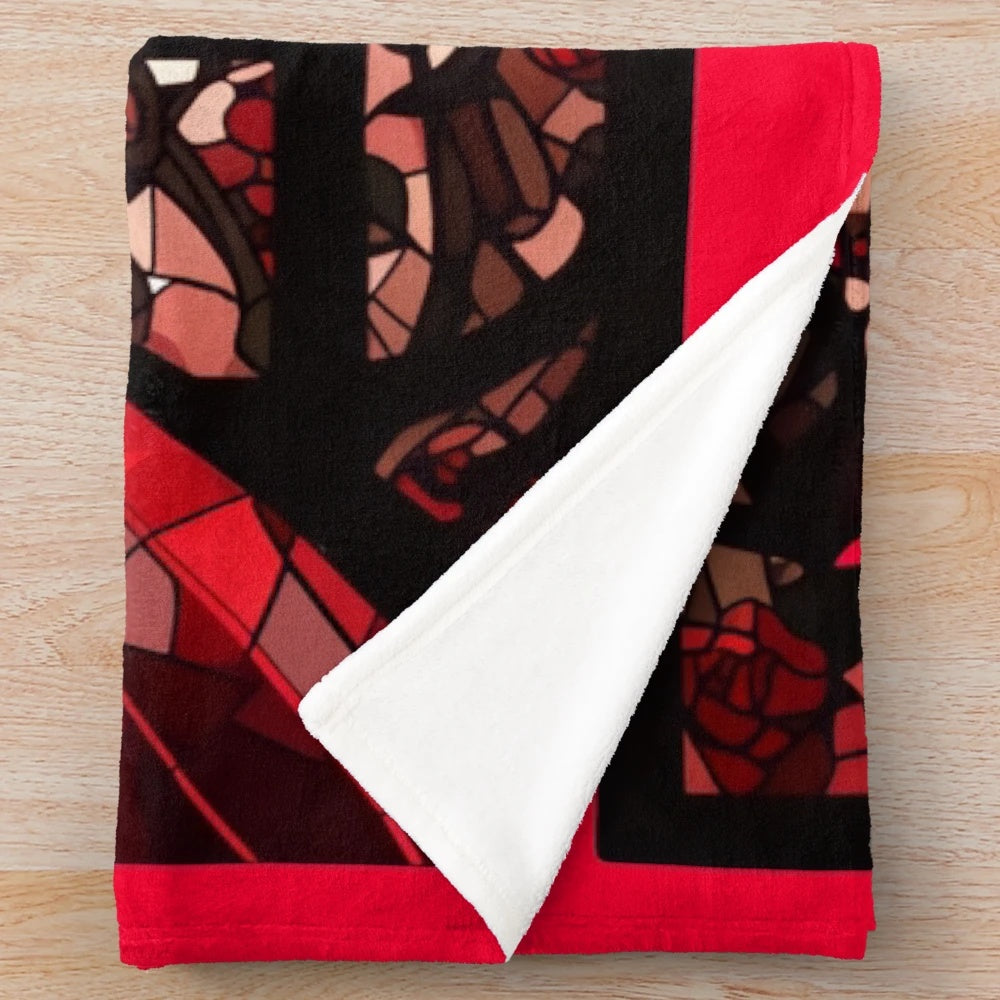 Stained Glass Demon Plush Blanket featuring Alastor from Hazbin Hotel