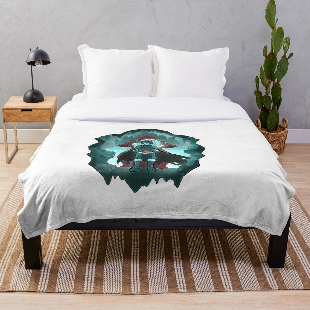 Stained glass inspired Hades plush blanket featuring Greek mythology design