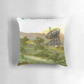 Watercolor painting of the Stanford University satellite dish area and surrounding scenery