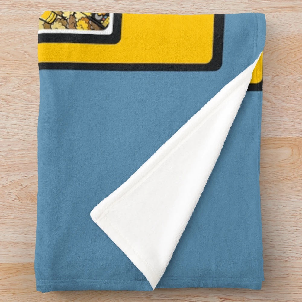 A plush blanket featuring the "Beam Me Up, Scotty" quote and Star Trek characters