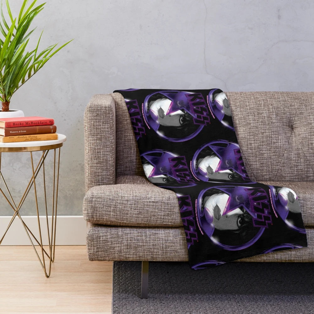 Starchild Purple Logo Plush Blanket featuring the iconic KISS band logo