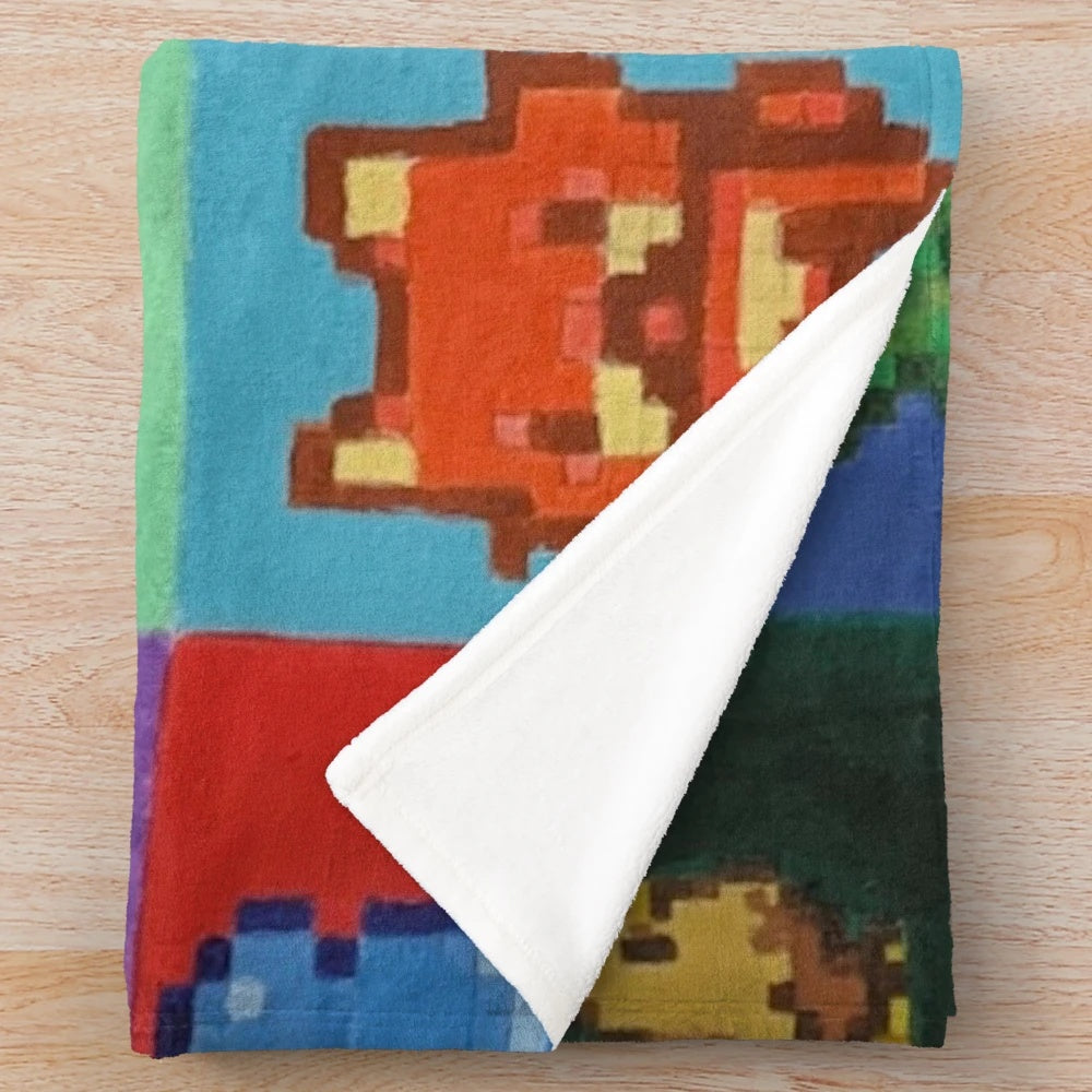 Stardew Valley-inspired pixel art plush blanket