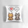 Stardew Valley Cats in Love Pillow - Cute pixel art featuring virtual pets from the farming simulator game