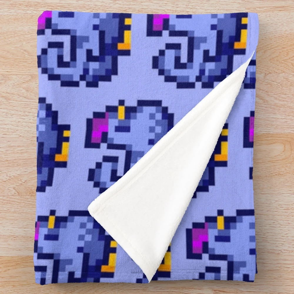 Stardew Valley Blue Chicken Pixel Art Plush Blanket