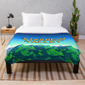 Stardew Valley inspired plush blanket with colorful pixel art design