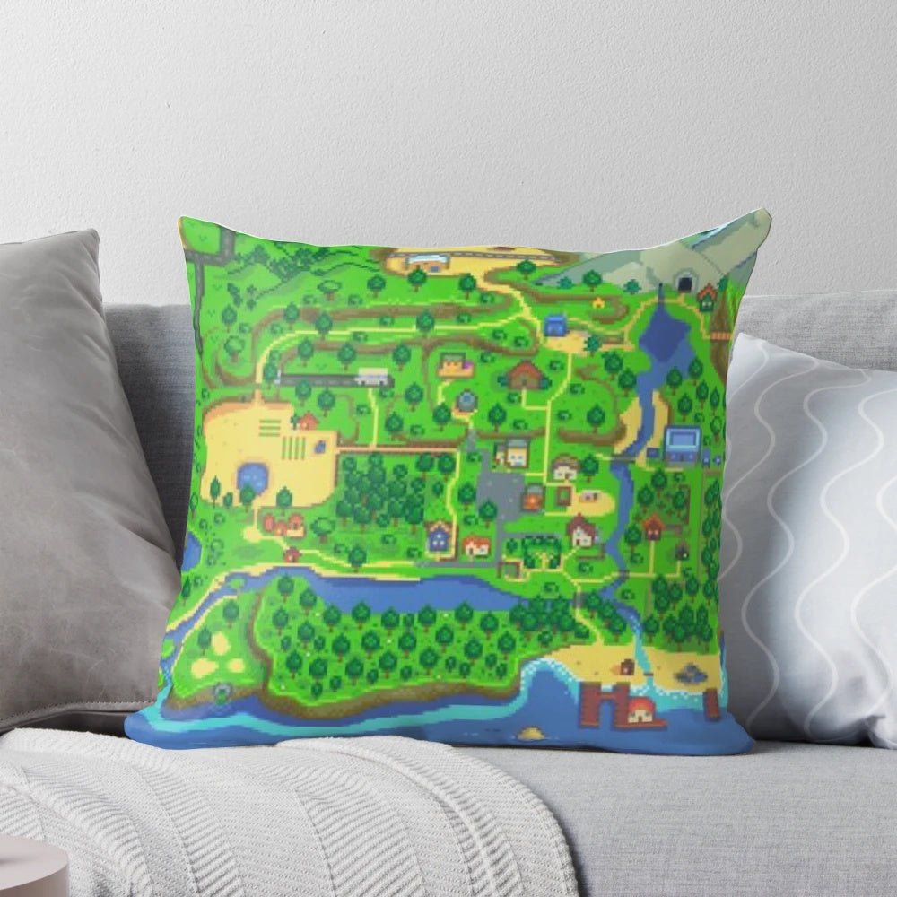 Stardew Valley Map Throw Pillow - Comfortable and Decorative Pillow for Stardew Valley Fans