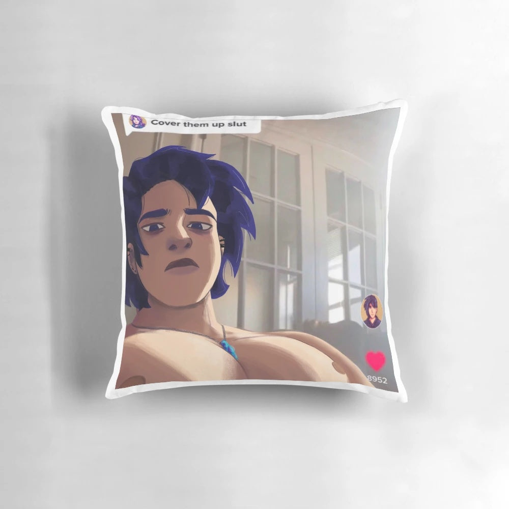 Stardew Valley Sebastian themed decorative throw pillow with fan art design