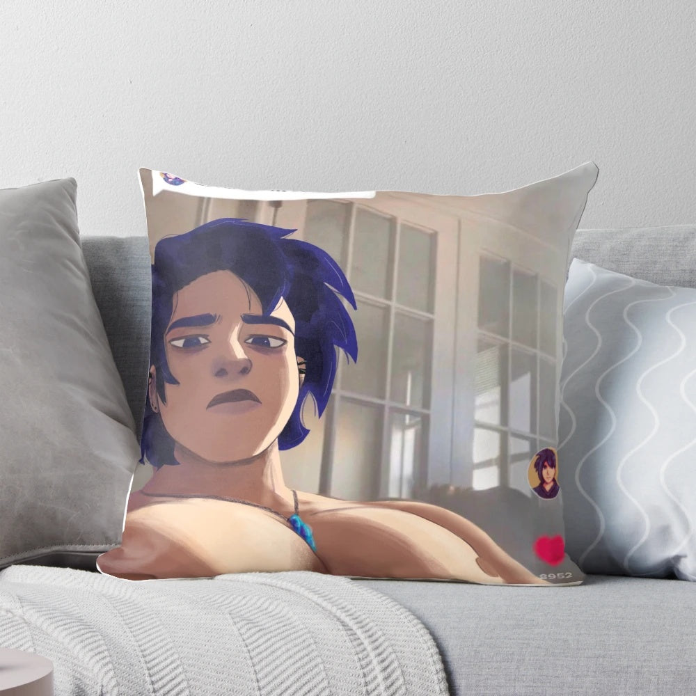 Stardew Valley Sebastian themed decorative throw pillow with fan art design