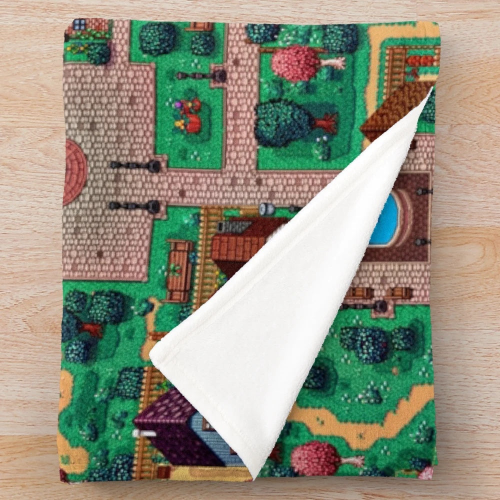 Stardew Valley town map plush blanket
