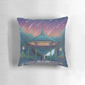 Starfall Pillow featuring angel and demon wings against a night sky with stars and reflection