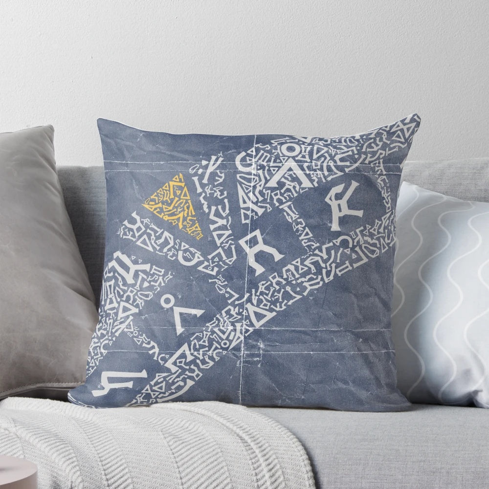 Navy blue decorative throw pillow featuring the Stargate symbol from the sci-fi series SG-1