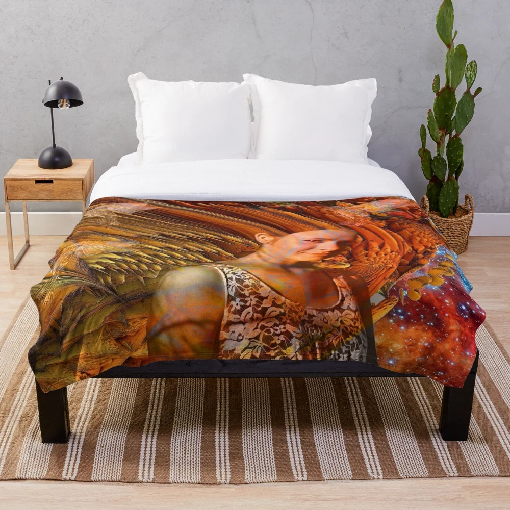 Stargazer plush blanket with a vibrant contemporary art design featuring a celestial galaxy pattern