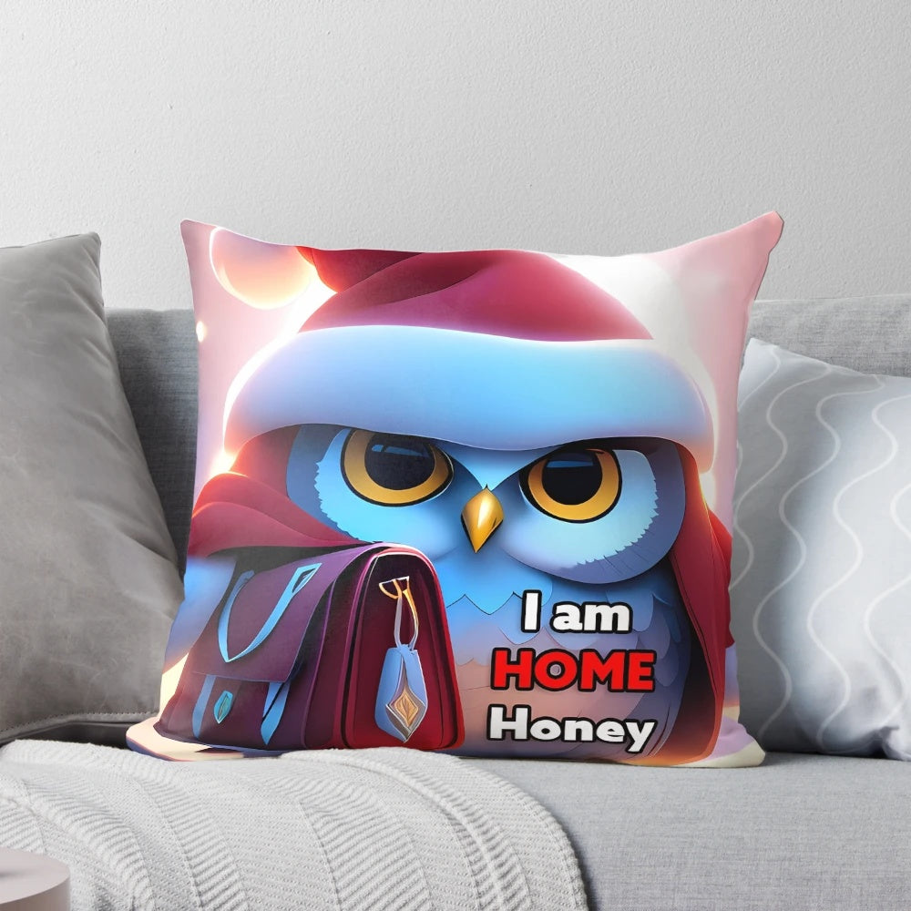 Beautifully detailed owl pillow with captivating stare, perfect for wildlife and nature lovers.