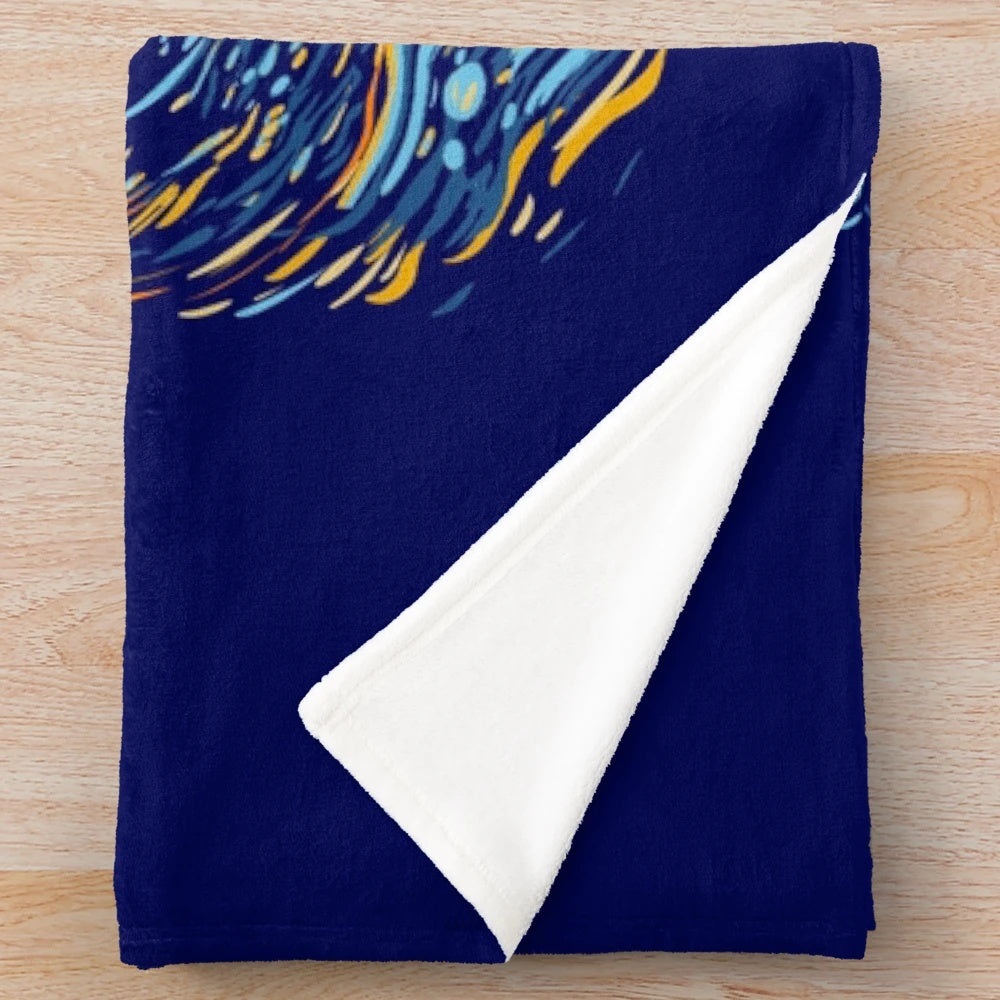 Starry blue box themed plush blanket inspired by pop culture