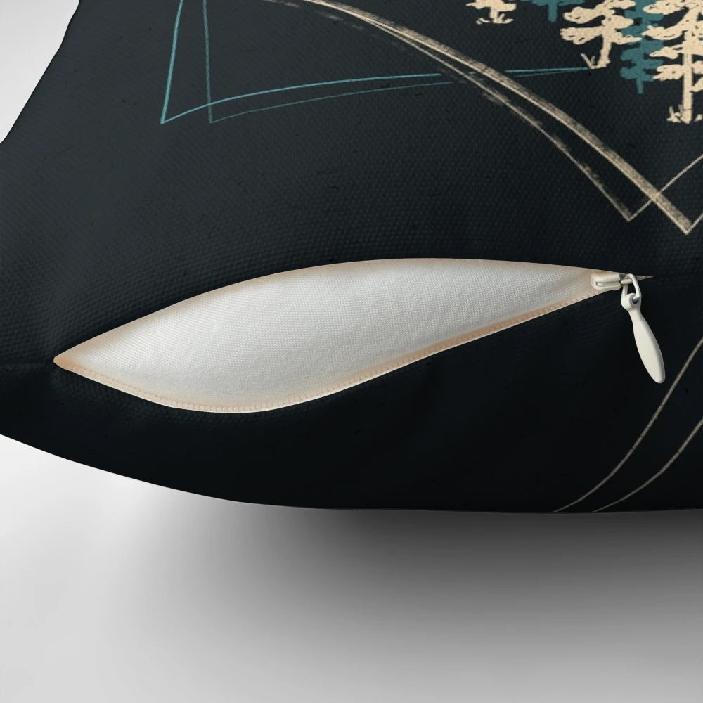 A soft, plush pillow featuring a bear under a starry night sky