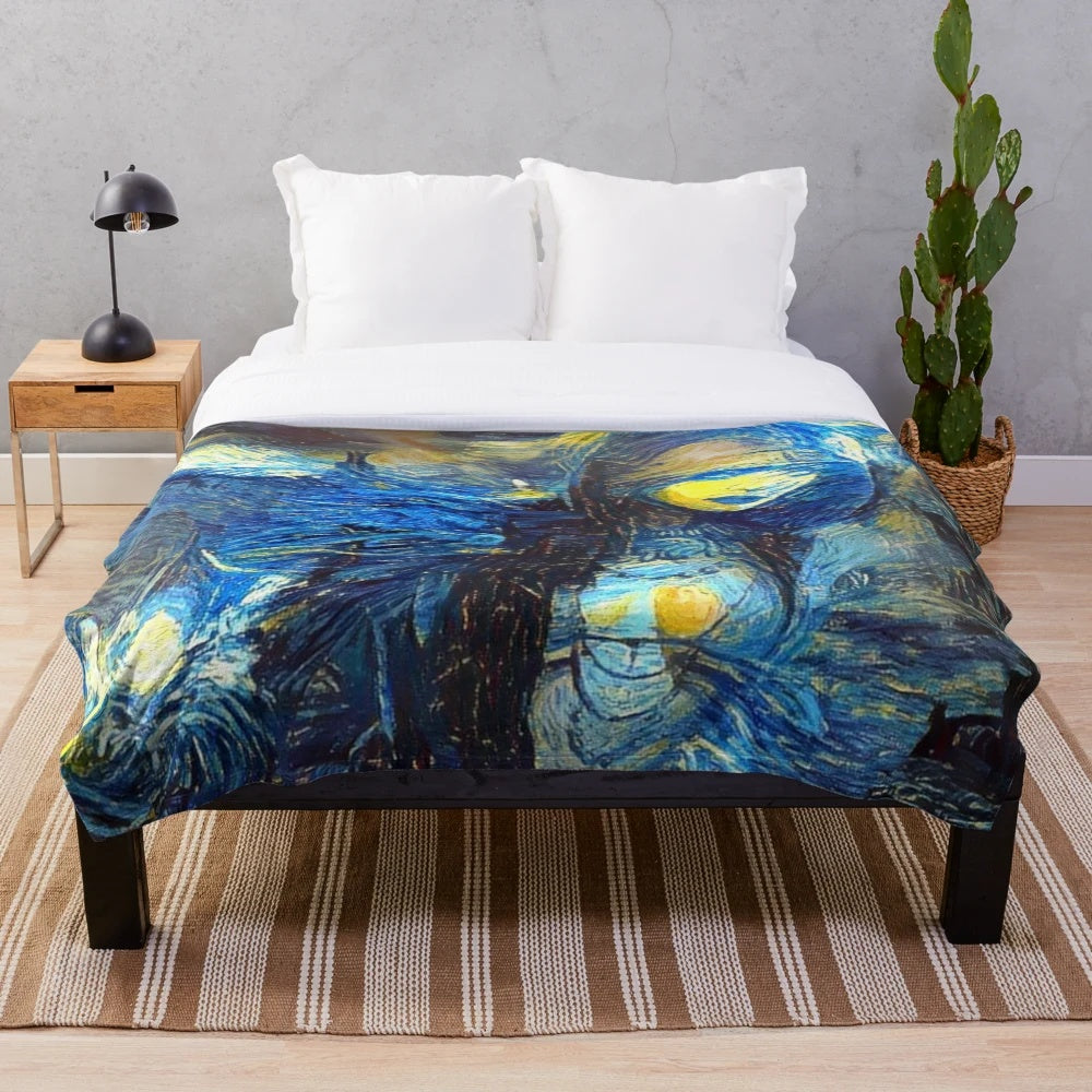 Dragon Age Morrigan inspired plush blanket with starry night design