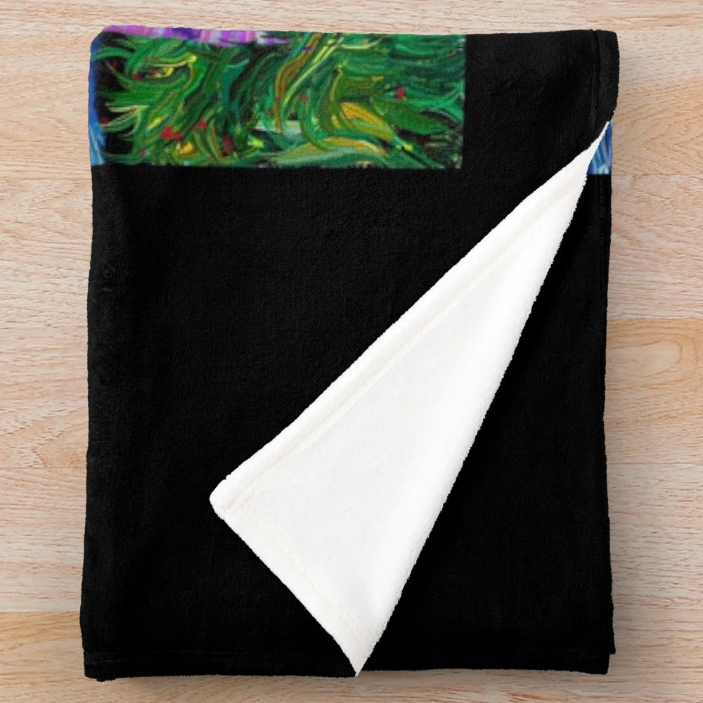 Hocus Pocus themed plush blanket with Starry Night painting design