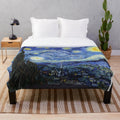Starry night plush blanket featuring Van Gogh's iconic painting