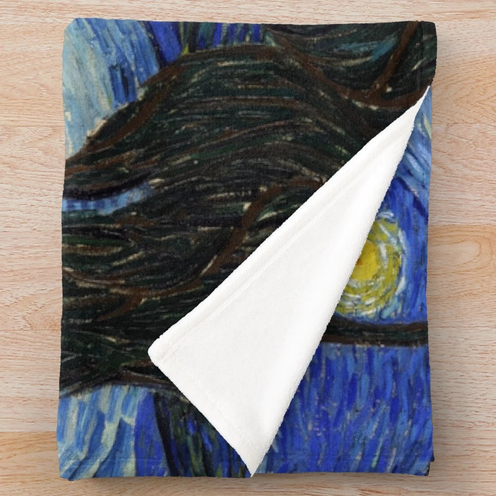 Starry night plush blanket featuring Van Gogh's iconic painting