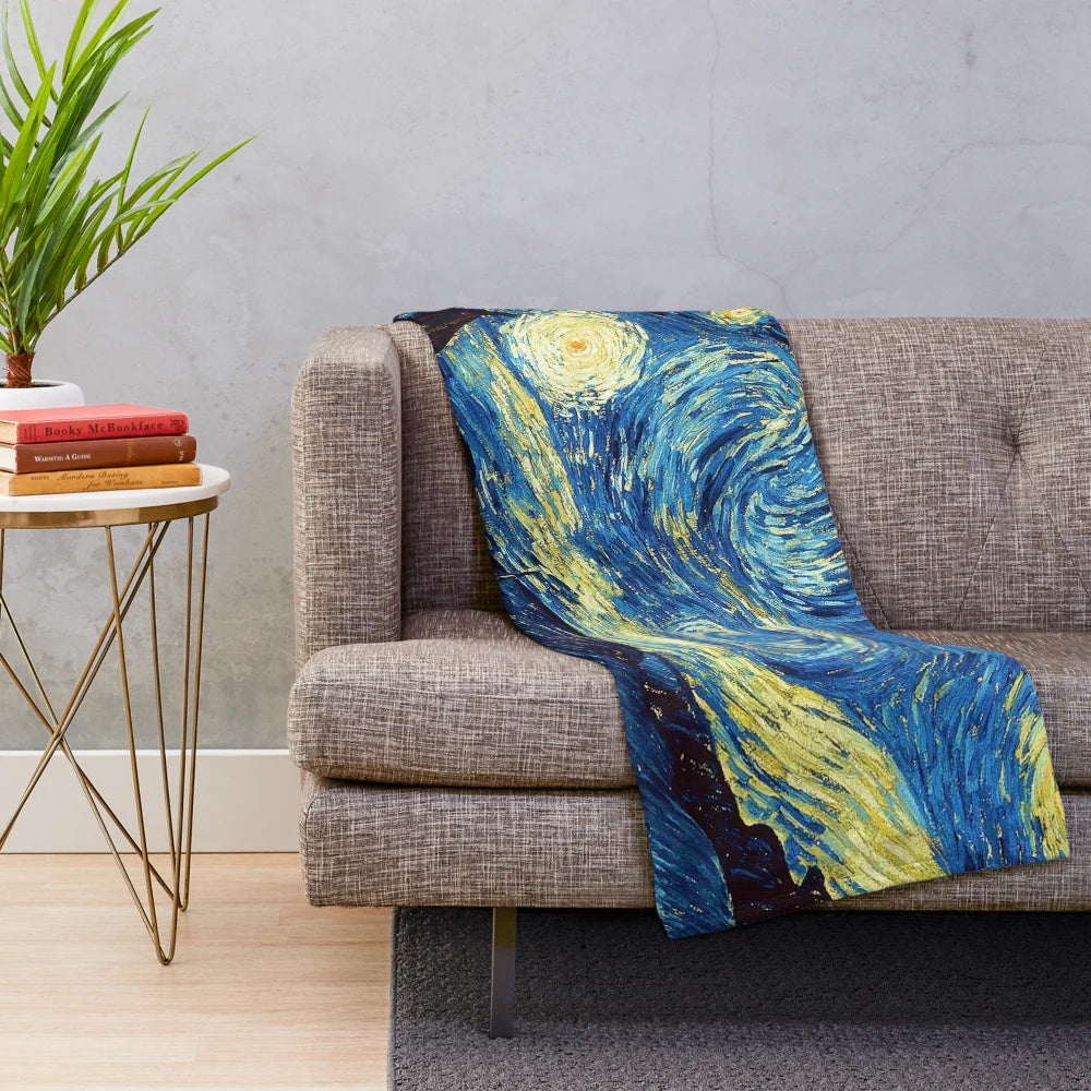 Plush blanket featuring Vincent Van Gogh's famous Starry Night painting