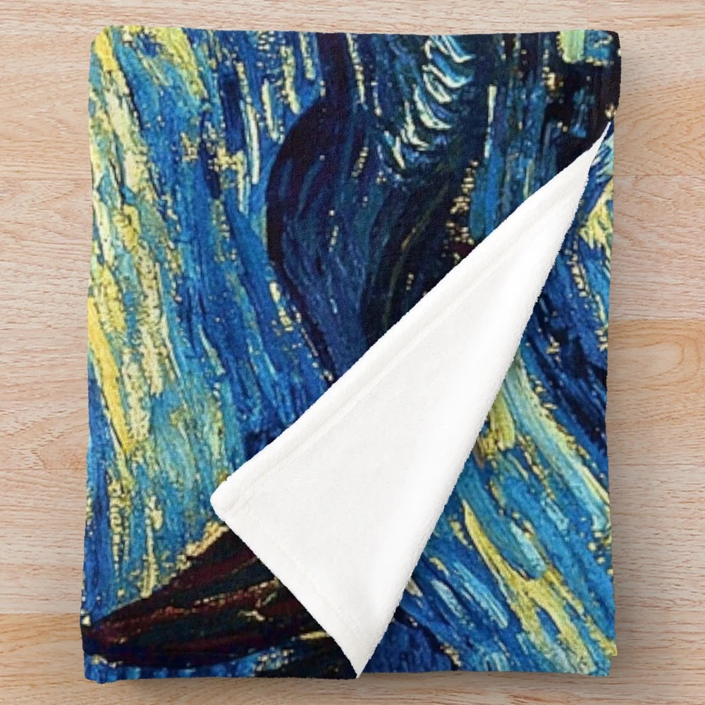Plush blanket featuring Vincent Van Gogh's famous Starry Night painting