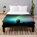 Starry night inspired plush celestial blanket with galaxy print design