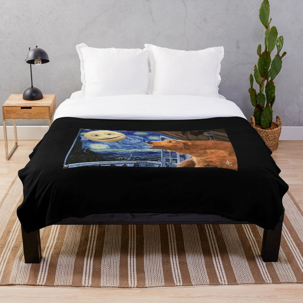 Starry night plush blanket inspired by the popular children's show "Bear in the Big Blue House