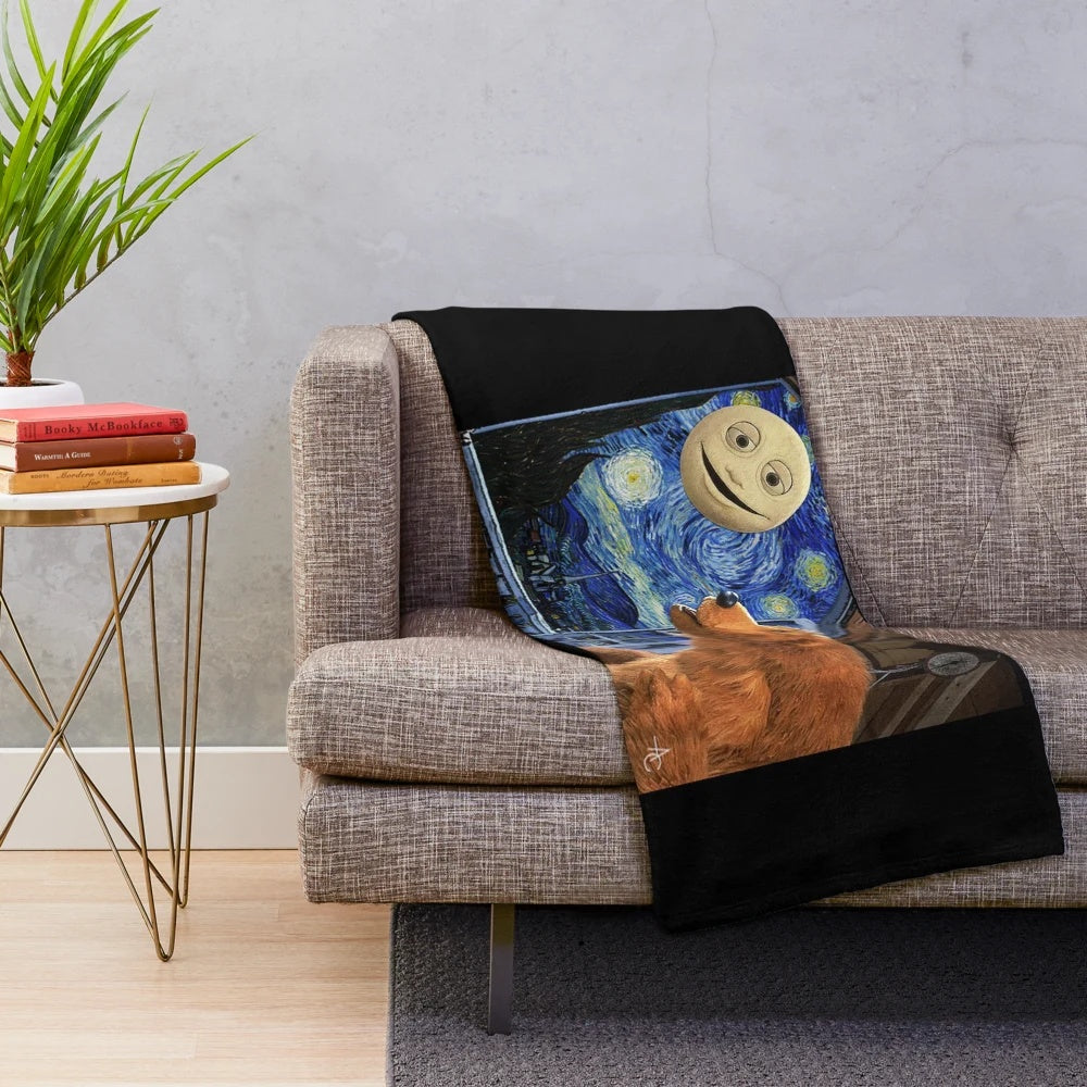 Starry night plush blanket inspired by the popular children's show "Bear in the Big Blue House