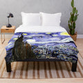 Starry Night Plush Blanket featuring Vincent Van Gogh's iconic artwork