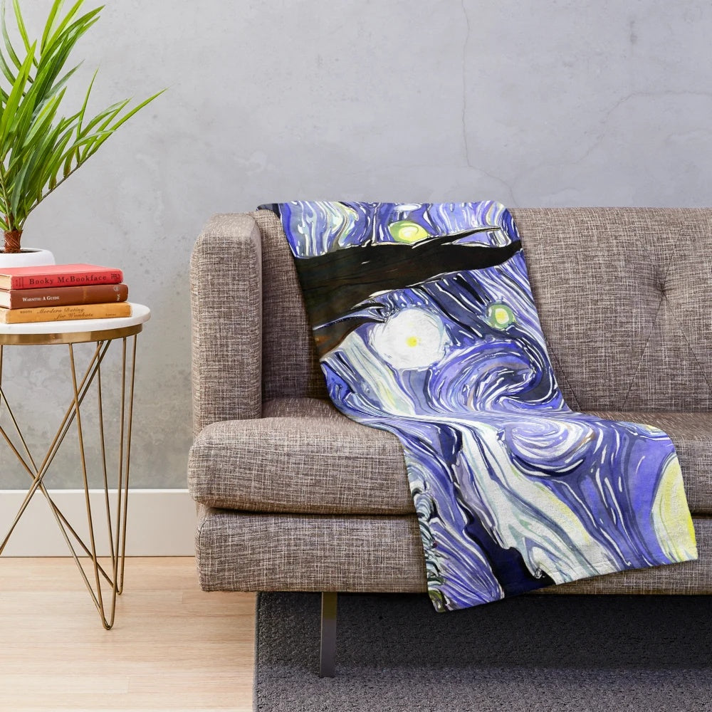 Starry Night Plush Blanket featuring Vincent Van Gogh's iconic artwork