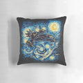 A Starry Night-inspired pillow featuring a sci-fi spacecraft in flight against a starry backdrop, perfect for Firefly and Serenity fans.