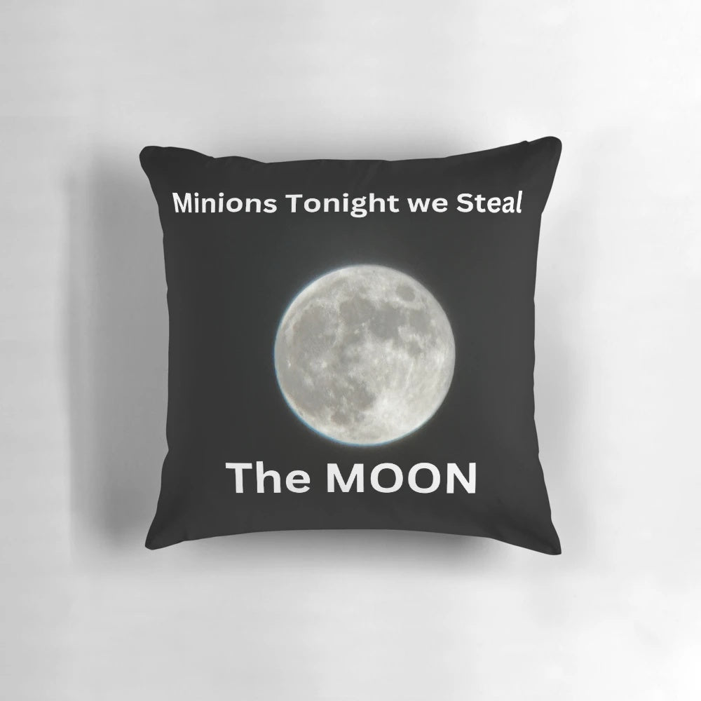 Playful minion pillow with a crescent moon design, capturing the mischievous spirit of Despicable Me.