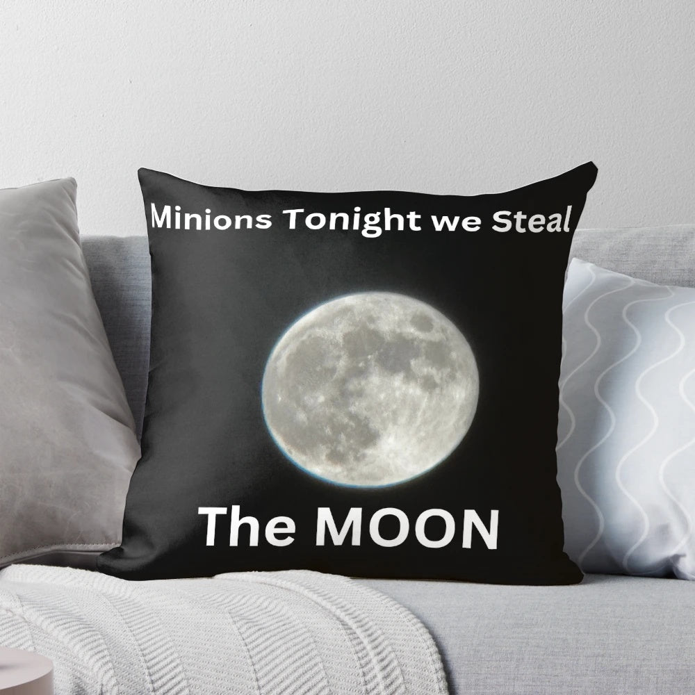 Playful minion pillow with a crescent moon design, capturing the mischievous spirit of Despicable Me.