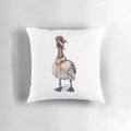 Steampunk-inspired decorative pillow featuring an aviator-style Canada goose