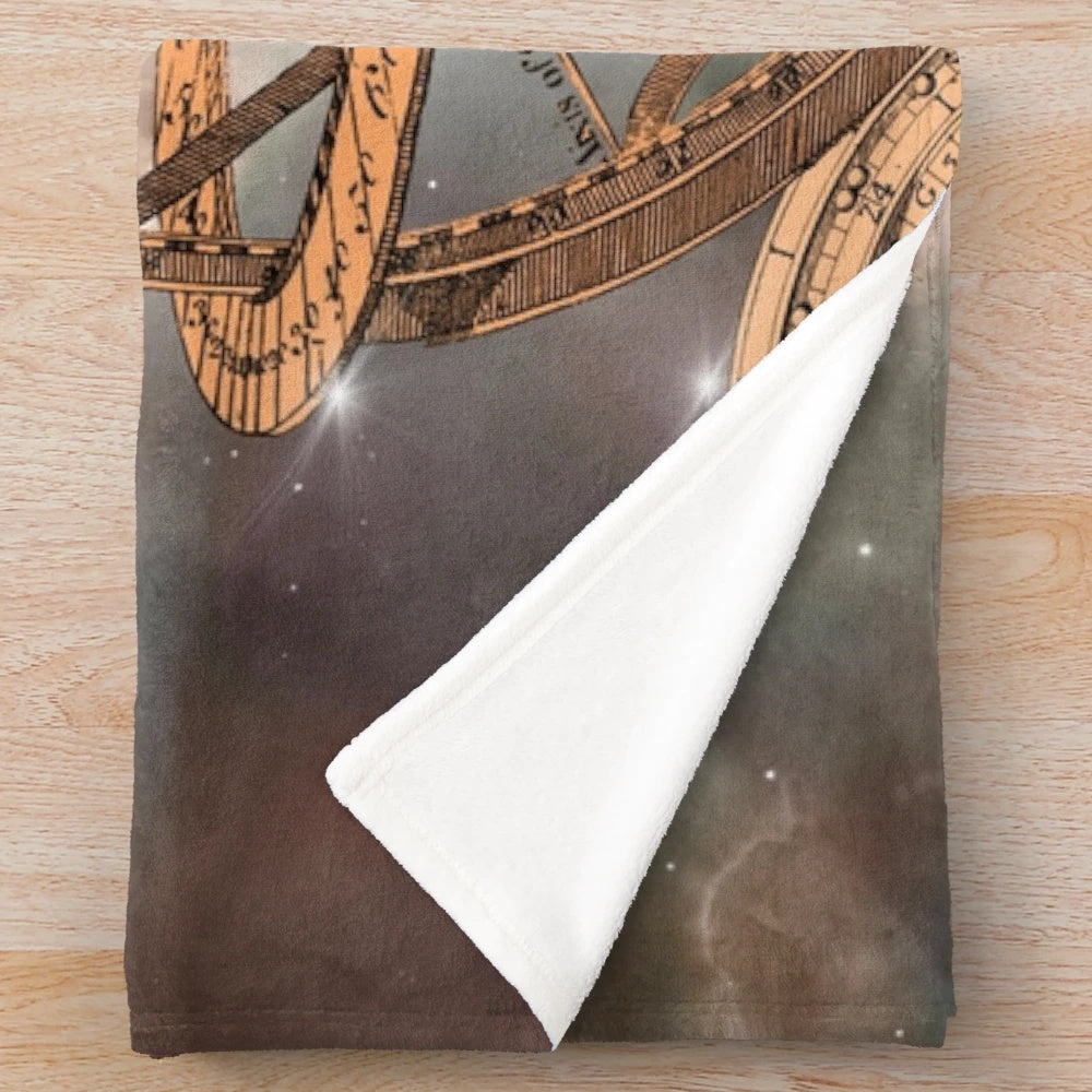 Steampunk-inspired plush blanket featuring an airship design