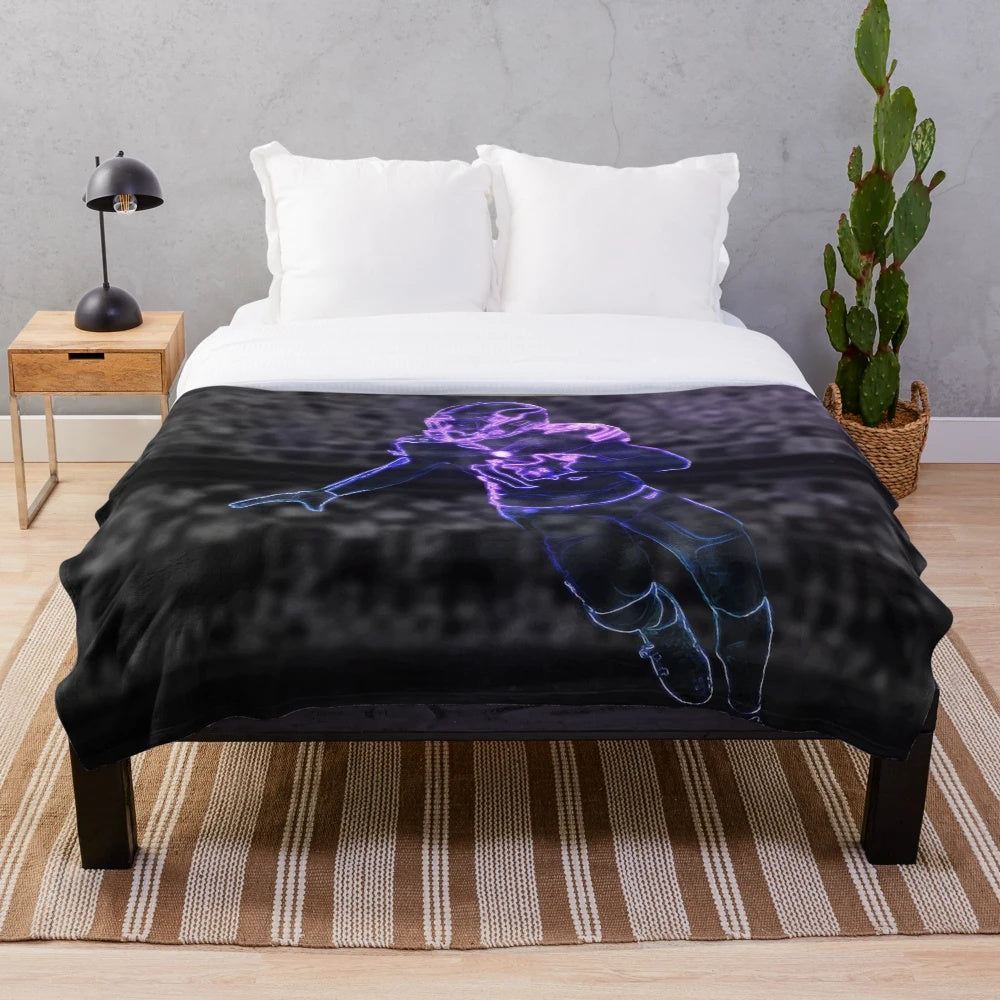 Stefon Diggs inspired plush blanket featuring colorful glow artwork