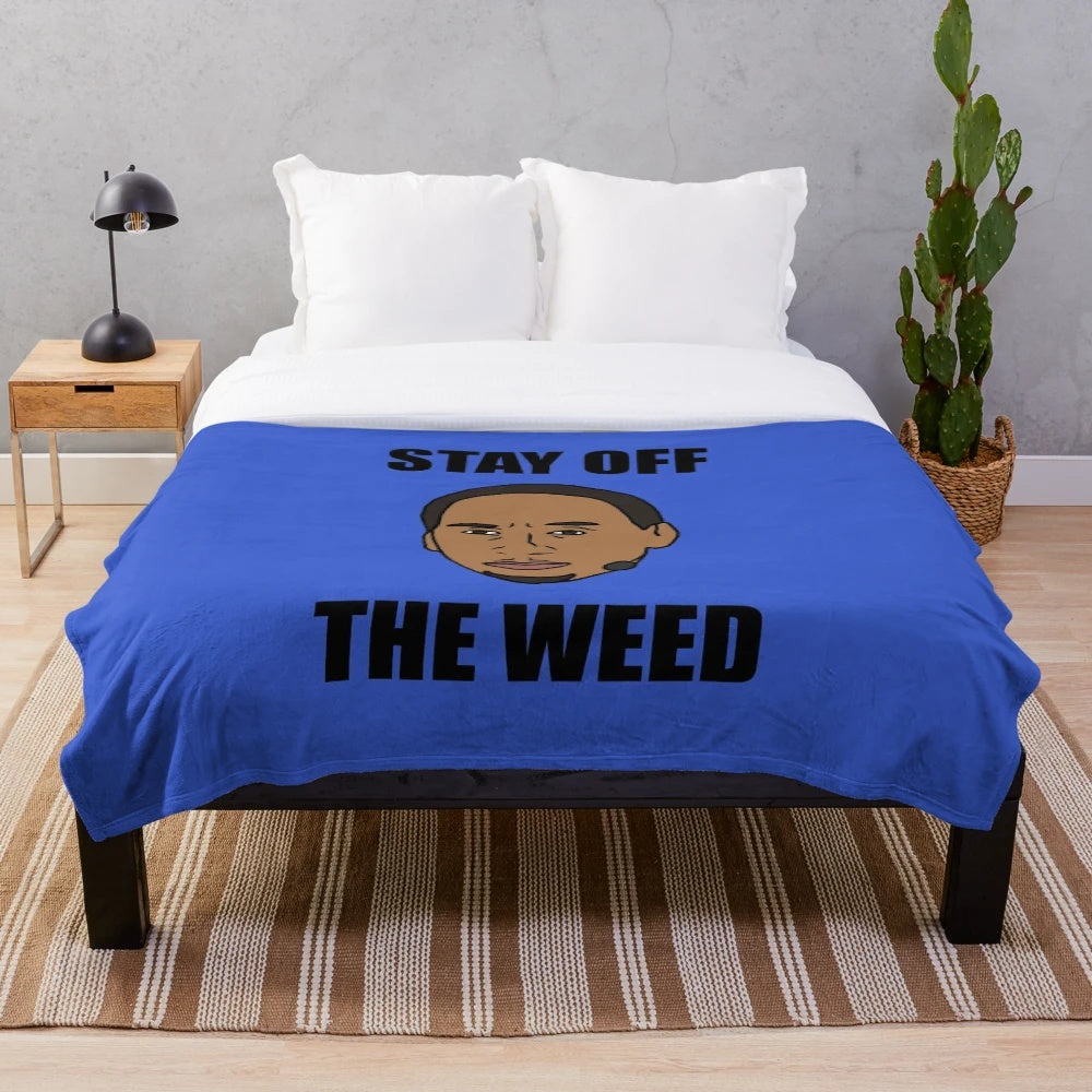Stephen A. Smith-inspired plush blanket with "Stay Off the Weed" design