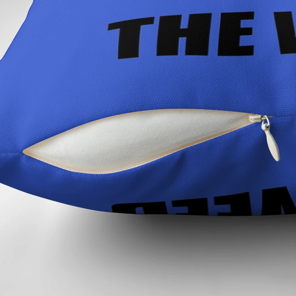 A plush pillow featuring a popular sports commentary meme of Stephen A. Smith saying "Stay off the weed".