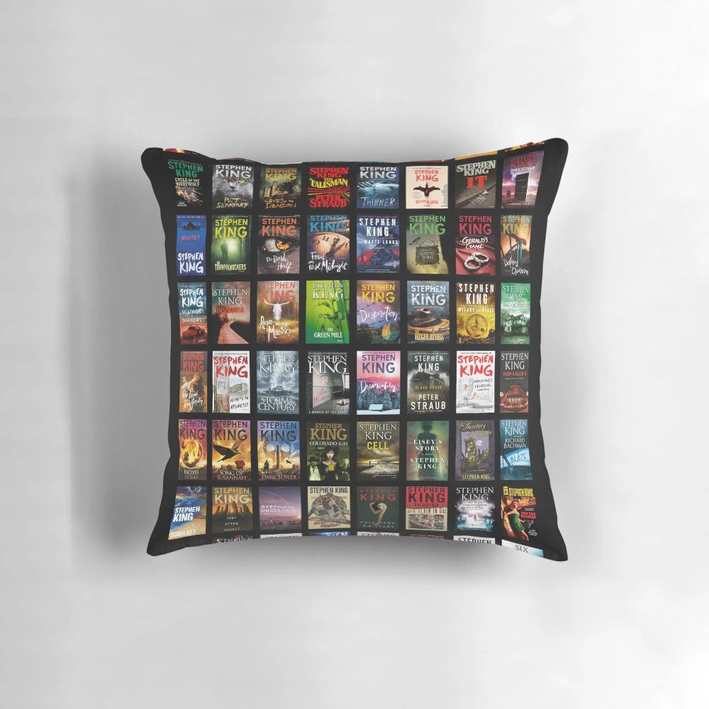 Plush Stephen King Themed Pillow featuring the Author's Complete Works