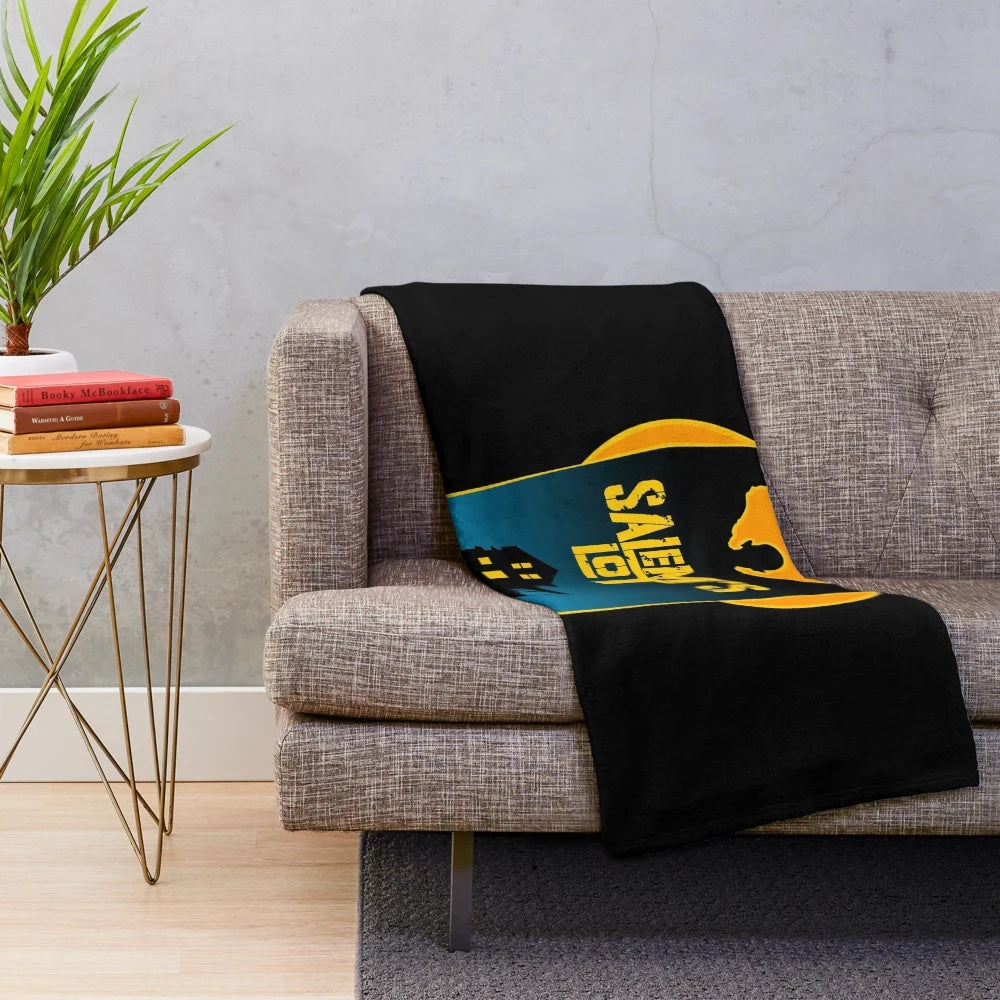 Stephen King inspired plush blanket with horror and vampire motifs